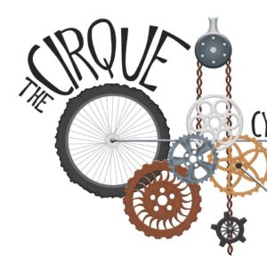 Logo for the Cirque, with colorful bike gears arranged beneath "the Cirque" written in large whimsical letters